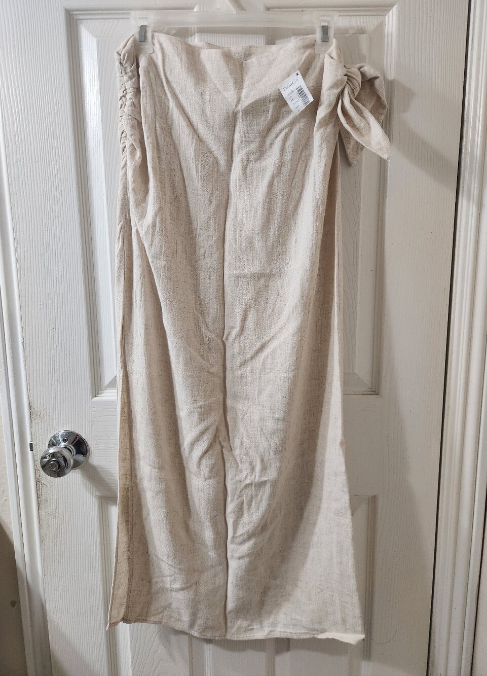 HYFVE Beige Side-Tie Linen-Blend Pencil Skirt